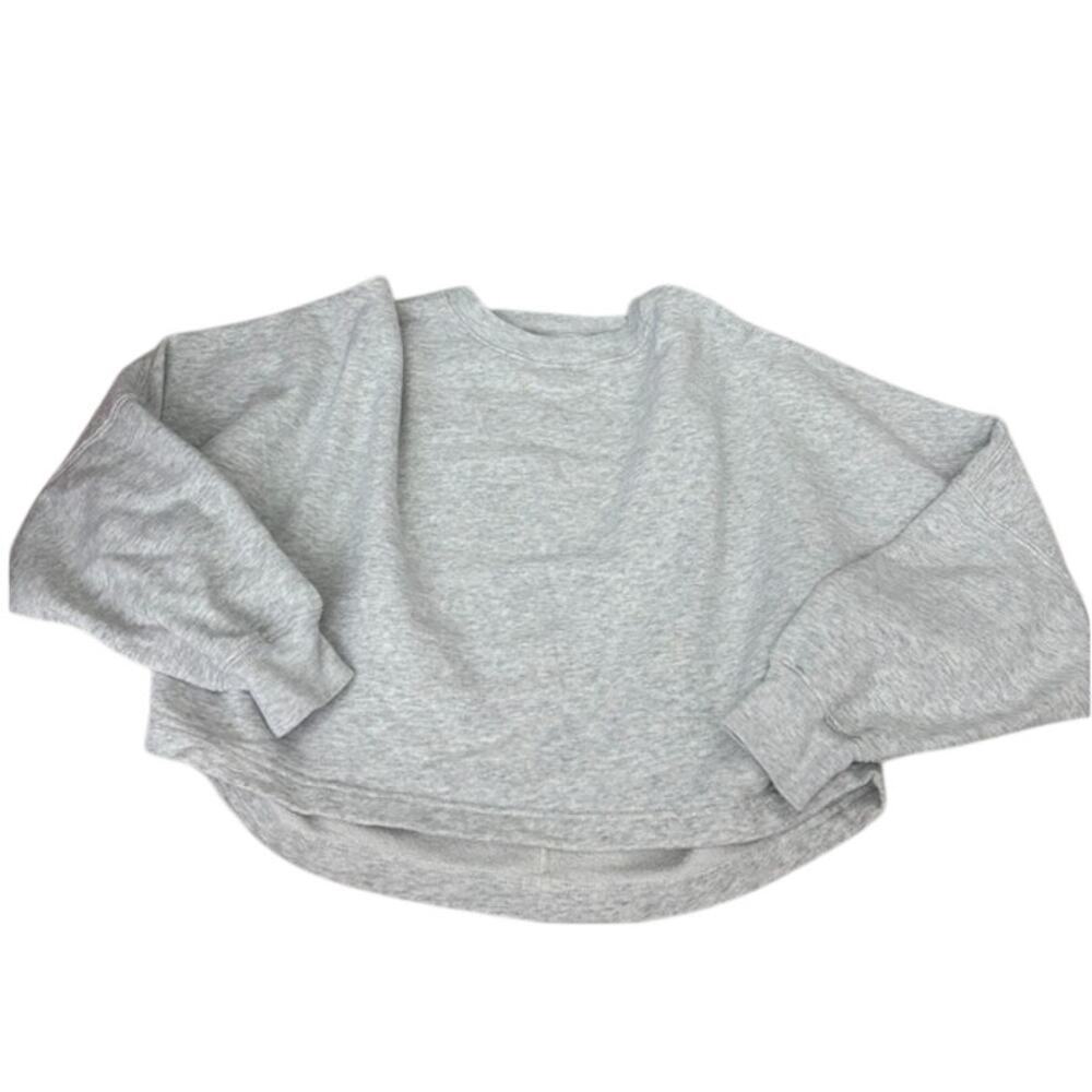 A & F Lounge Collection Oversized Gray Cropped Crewneck Sweatshirt Size S/M